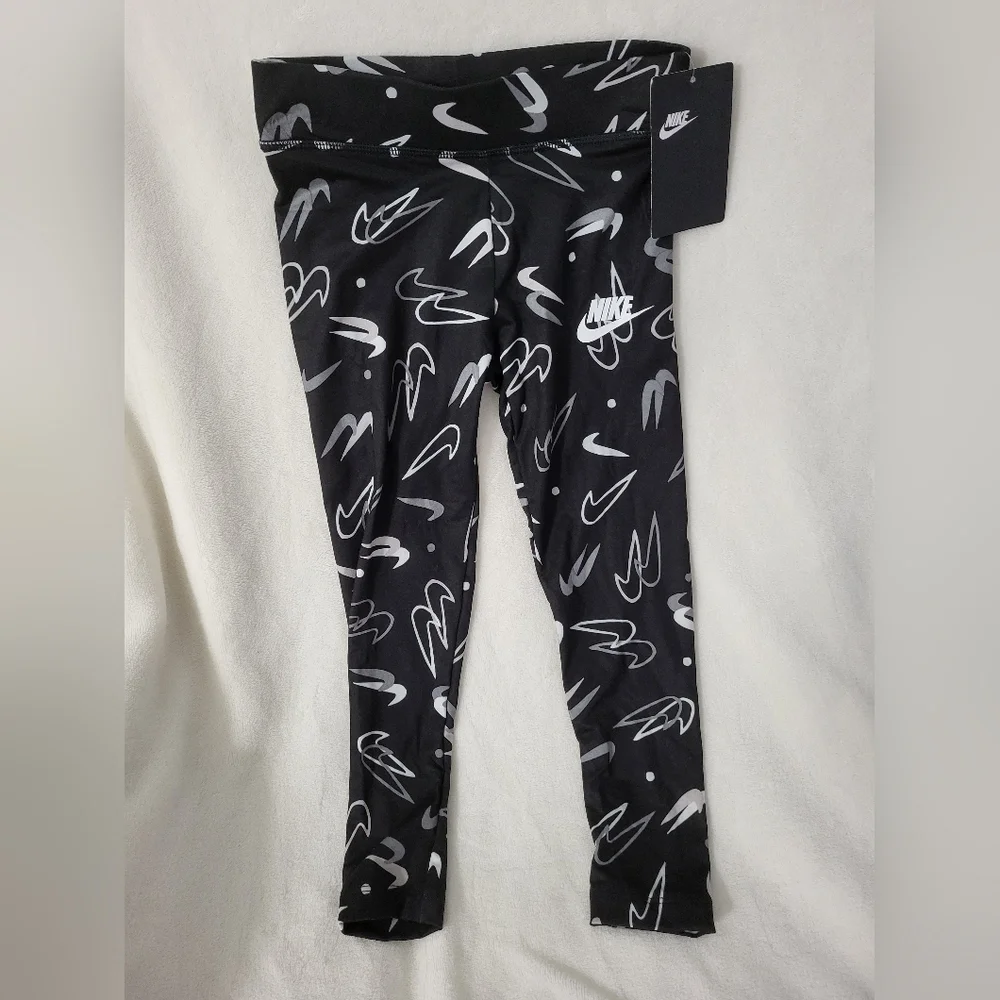 Nike Kids Black and White Patterned Leggings